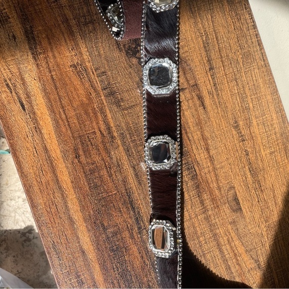 Rhinestone Belt Western Women\'s Cowgirl Crystal Studs Bling Silver Black leather main image 9